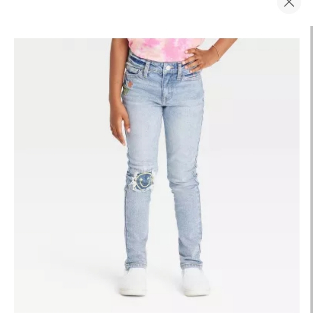 New Girls Cat & Jack Peace Sign Jeans Size 16